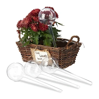 Immagine di Relaxdays 4 Sfere per Irrigazione, Dosatori d’Acqua Piante da Vaso, Durata 2 Settimane, in Plastica, Trasparente, PVC, Set 4X