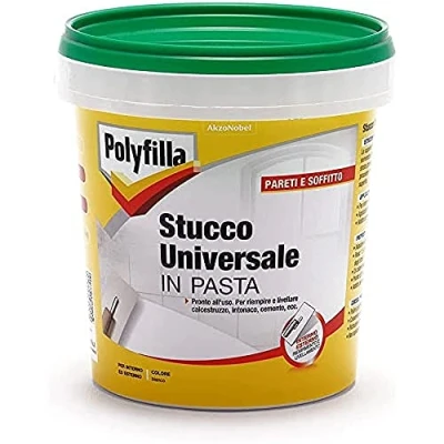 Immagine di POLYFILLA STUCCO UNIVERSALE per muro Interno ed Esterno, Pronto Uso, riempire calcestruzzo intonaco cemento, in PASTA, BIANCO 1KG