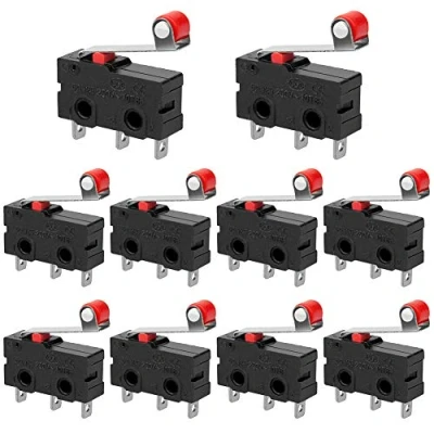 Immagine di InduSKY 10 Pezzi Micro Finecorsa Interruttore Con Leva 5A 250V SPDT Rullo Momentaneo a Cerniera Lunga Roller Mini Limit Switch