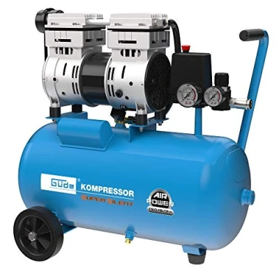Immagine di Güde Compressore Airpower 150/8/24 Silent (senza olio, silenzioso, max. 8 bar, 1100 W, caldaia da 24 l, eff. quantità di consegna 130 l/min, riduttore pressione, 2 manometro, valvola sicurezza e