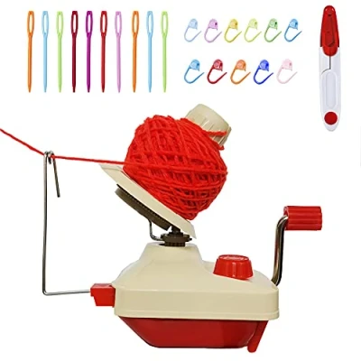 Immagine di avvolgitore per palline di filato, manuale lana a sfera in fibra filato Swift mano famiglia + 10PS segnapunti punti maglia aghi plastica 1PS forbici (22)