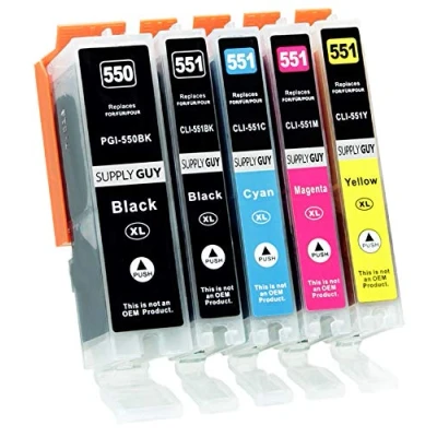 Immagine di 5 cartucce per stampanti con chip compatibile Canon PGI 550 CLI 551 Pixma IP7250 IX 6850 MG5450 MG5550 MG5650 MG5655 MG6450 MG6650 MX725 MX925
