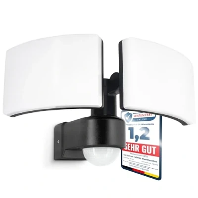 Immagine di SSC LUXon Norsu, lampada da esterno con sensore di movimento e luce, 40 W, LED parete per esterni, 2 luci, orientabile, IP65, 4000 K, 230 V