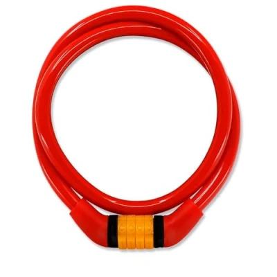 Immagine di Crazy Safety Lucchetto da Bici per Bambini Catena Resistente alle Intemperie a Combinazione Facile Usare Cavo Antifurto Accessori (Rosso)