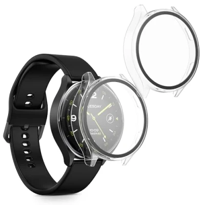 Immagine di kwmobile 2x Custodia Rigida Smartwatch Compatibile con Xiaomi Watch 2 Cover Case Vetro Temperato Orologio Fitness trasparente