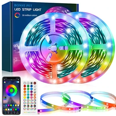 Immagine di Bonve Pet Striscia LED, Strisce led 12M, Luci Camera Letto,Strisce Rgb con APP Bluetooth e Telecomando 40 Tasti, Sincronizzazione Musicale,LED Strip per Decorazioni TV Casa Cucina