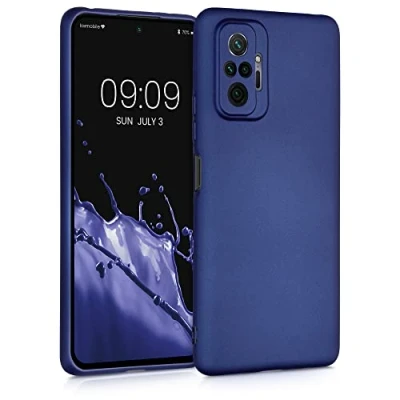 Immagine di kwmobile Custodia Compatibile con Xiaomi Redmi Note 10 Pro Cover Back Case Morbida Protezione in Silicone TPU Effetto metallizzato blu