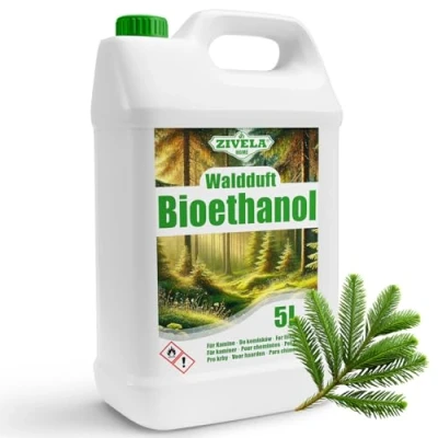 Immagine di bioetanolo 96,6% 5 l, profumo di alcol biologico, per camino, caminetto, camino a bioetanolo, forestale, combustione pulita, senza fumo, fiamma vivida e stabile