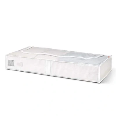 Immagine di Rayen 2039.11 Scatola d&#039;immagazzinaggio Coperte per Letto. Sacco di Tela Biancheria con Lampo, graticola traspirabile, Pieghevole e Resistente, Bianco/Traslucido, 45 x 103 16 cm