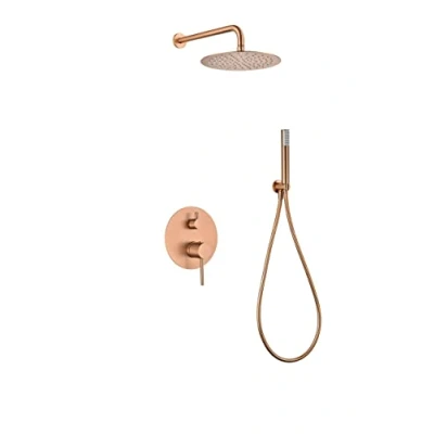 Immagine di MICE Set doccia da incasso a parete monocomando 2 vie rubinetteria bagno colore rame oro rosa spazzolato kit diucha
