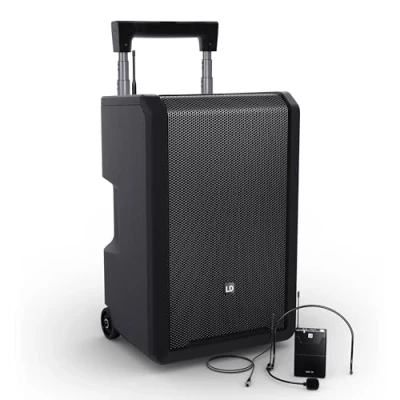 Immagine di LD Systems ANNY 10 Altoparlante PA Bluetooth da 10″ con batteria, mixer e 1 microfono ad archetto, bodypack in dotazione