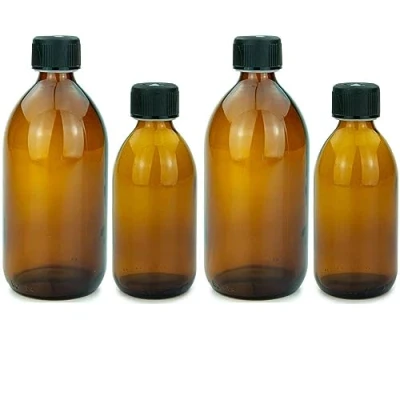 Immagine di mikken 4 bottiglie di vetro marrone 2 x 250 ml + 500 con tappo a vite