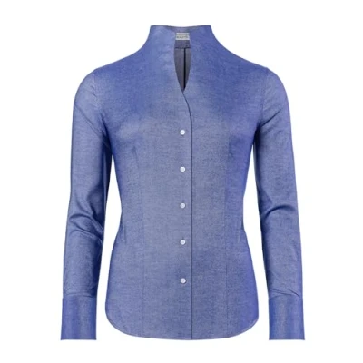 Immagine di Vincenzo Boretti Leicht Tailliert SOFT Oxford Kelchkragen Camicia, Donna, Taglia: 42, Blau