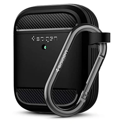 Immagine di Spigen Rugged Armor Progettato per Apple Airpods 1 &amp; 2 Custodia Cover Case [Luce LED visibile] Nero Opaco