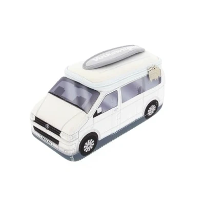 Immagine di BRISA VW Collection Volkswagen beauty case da viaggio in Neoprene trousse trucchi, porta oggetti con manico, Campervan T5 Bus design (Bianco/Grande)