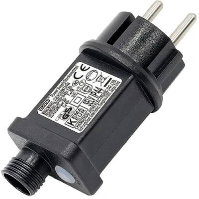 Immagine di yowin Trasformatore Luci di Natale 31V 6W Alimentatore, 8 Modalità Presa a Intermittenza con Timer, IP44 Adattatore Natale, Ricambio 2 pin Spina per Stringa, Albero