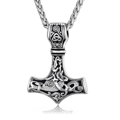 Immagine di Collana Martello Thor, Uomo, Vichinga Mjolnir Ciondolo, Uomo di Acciaio Inossidabile Vichingo, Nordico Vichingo Runa Collana, Amuleto Regalo per