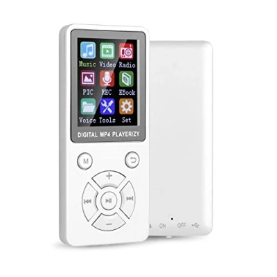 Immagine di Plyisty Lettore MP3 MP4 da 32 GB con Bluetooth 4.2, Musicale Portatile Schermo a Colori 1,8 &quot;, 6 8 Ore, Supporto per e Book, Immagini, Video, Radio, Registrazione(Bianca)