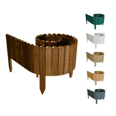 Immagine di Floranica Rollborder Recinzione in legno flessibile 200 x 30 cm Marrone di pino Bordatura aiuole prato Staccionata Decorazione da giardino per frutteti Palizzata