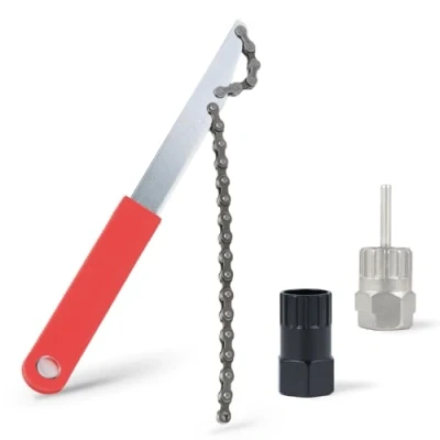 Immagine di Lrocotanc Kit Attrezzi Catena per Bici Chiave Pacco Pignoni e Estrattore Ruota Libera con Frusta rimozione pignone sblocco Multi velocità Corsa MTB