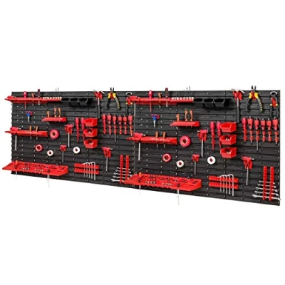 Immagine di Parete porta attrezzi, Set da 76 pezzi, con pannello utensili parete, grande dotato di fori e supporti utensili, sistema stoccaggio, 2316 x 780 mm