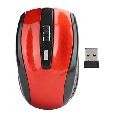 Immagine di Mouse Wireless, Silenzioso Ottico Portatile 2.4G con Ricevitore USB DPI Regolabile per Accessori da Gioco Computer Notebook(red)