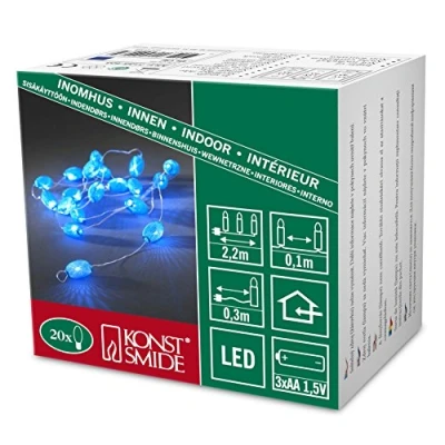 Immagine di Konstsmide 3155 403 Catena luminosa decorativa interno a batteria Numero di lampadine 20 LED (monocolore) Blu Lunghezza illuminata: 1.9 m