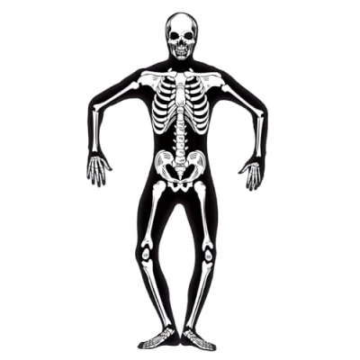 Immagine di Smiffys Costume Scheletro Seconda Pelle, comprende Finta e Apertura sotto il Mento celate, Luminoso al buio