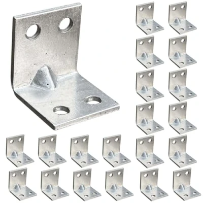 Immagine di OMIDEAS 20 x Staffe Angolari (20 20) Squadretta giunzione, Staffa angolare a 90 gradi, Connettore di fissaggio per mobili in legno, zincato argento
