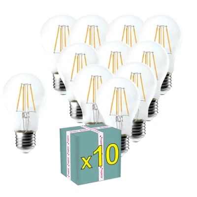 Immagine di Superia Lampadine a filamento LED GOCCIA TRASPARENTE OVERCLASSIC 8W Equivalenti 75W, 1055LM, LUCE CALDA, Attacco E27, Stile Vintage Retrò, Non Dimmerabile, Pacco da 10