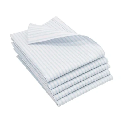 Immagine di ZOLLNER 5 strofinacci in misto lino 50x70 cm super assorbenti e senza lasciare pelucchi lavabili a 60C righe azzurre bianche qualità gastronomica certificato OEKO TEX (R)