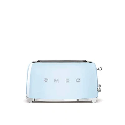 Immagine di Smeg, Tostapane 2x4 TSF02PBEU, 2 Scomparti da 36mm, 6 Livelli di Doratura, Funzione Riscaldamento, Scongelamento e Bagel, Espulsione Automatica del Pane, Cassetto Raccoglibriciole, 1500W, Azzurro