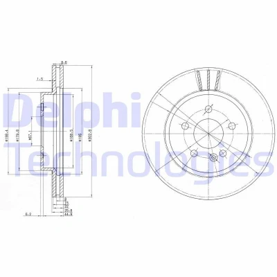 Immagine di DELPHI BG3397 Disco freno 303 26 5 ventilato Oleato non trattato senza cuscinetto ruota, anello sensore ABS MERCEDES BENZ: Classe ML