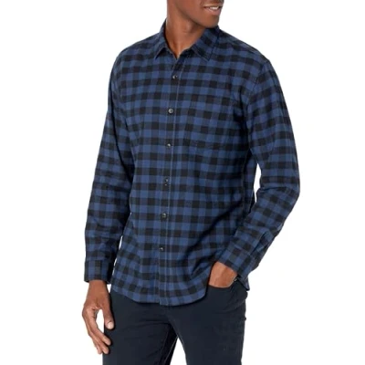 Immagine di Amazon Essentials Camicia in Flanella a Maniche Lunghe (Disponibile Taglie Extra Forti) Uomo, Blu Nero Buffalo Plaid, XXL