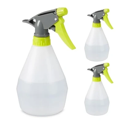 Immagine di Relaxdays 9 flaconi spray, 500 ml, ugello con nebbia e getto, scala, ricaricabili, in plastica, nebulizzatore, spruzzatore d&#039;acqua, colore: bianco