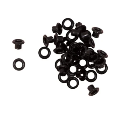 Immagine di Craftelier Confezione da 40 occhielli di base Idealeper lo scrap o il crafting Valido per vari materiali Dimensioni circa 5 mm diametro interno e 8 esterno Colore nero