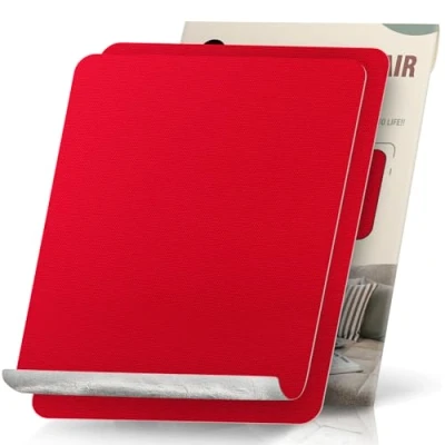 Immagine di Toppe autoadesive in tessuto, 23 x 28 cm, 2 pezzi, tela autoadesiva, colore rosso, impermeabile, autoadesive, per divano, tenda, mobili, seggiolini auto