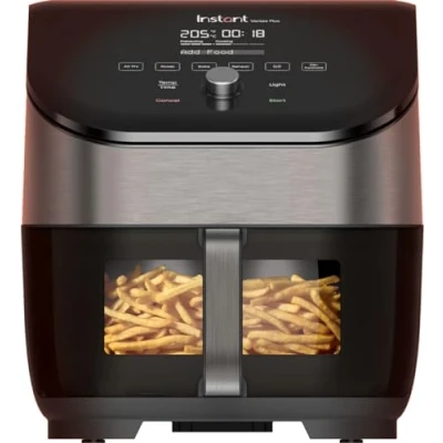 Immagine di Instant Vortex Plus with ClearCook 5.7 L Digital Healthy Hot Air Fryer, Stainless Steel, 6 in 1 Smart Programmes Frying, Baking, Roasting, Grilling, Dehydrating, Warming, Large Capacity 1700 W