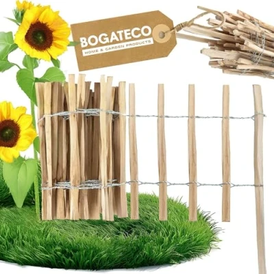 Immagine di BOGATECO Hazel Recinzione di Legno 500 CM Lunghezza e 50 Altezza Distanza tra Le Rotaie 4 5 Perfetto Come per Giardini Laghetti può Essere Supporto Viti