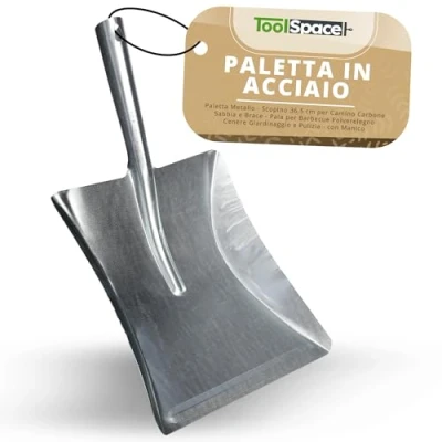 Immagine di ToolSpace Paletta in Metallo Zincato per rifiuti da Giardino Acciaio Inox Spazzare all&#039;interno all&#039;esterno Pulizia Casa, Pala Raccogli Cenere Camino, Nero, dei