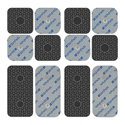 Immagine di Stimpads Elettrodi Professionali Argento Compatibili con i dispositivi Compex Confezione da 12 Pezzi Doppio 3,75mm Easy Snap Conduttività Eccellente Dispositivo Medico Certificato
