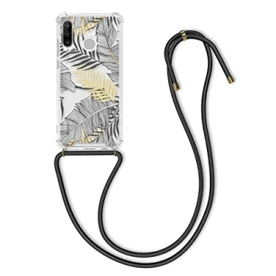 Immagine di kwmobile Custodia Compatibile con Huawei P30 Lite Cover Back Case in Silicone TPU Protezione Smartphone Cordino giallo/grigio/trasparente