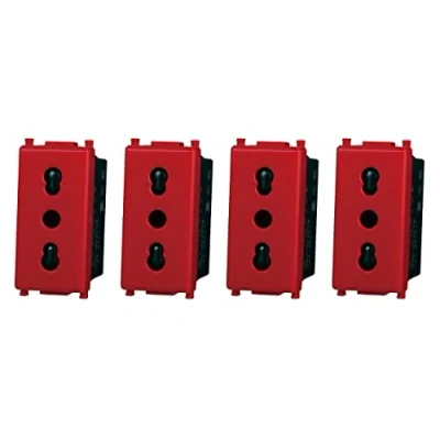 Immagine di Presa Bipasso Rosso, Compatibile Con Vimar Plana (4 Pezzi)