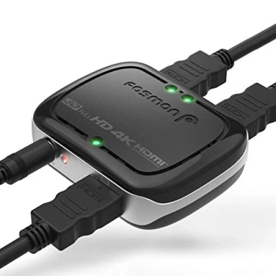 Immagine di Fosmon HDMI Splitter 4K UHD 3 Ingressi 1 Uscita, Supporta 30Hz Full 1080p 60Hz 3D HDCP, 1x2 Selettori con Adattatore di Alimentazione CA Compatibile Xbox PS4 Fire Stick Roku Apple TV HDTV