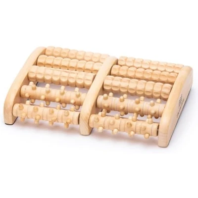 Immagine di TheraFlow Dual Foot Massager (XL) with Acupressure Rollers for Myofascial and Plantar Fasciitis Pain Relief Includes Reflexology Chart User Guide Wood, XL