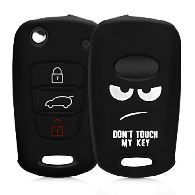 Immagine di kwmobile Custodia Coprichiave Compatibile con Hyundai 3 tasti pieghevole Cover Copritelecomando Chiave Auto Copri Chiavi Macchina Don&#039;t touch my Key