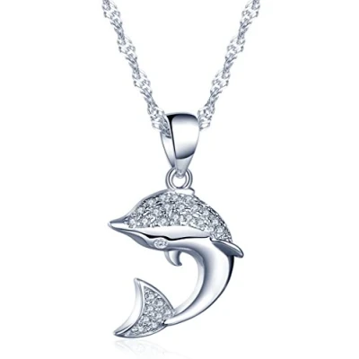 Immagine di Unendlich U Il delfino gentile collana con ciondolo in argento sterling S925 bianco per donna ragazza come regalo, zircone, ossido di zirconio, Zirconia, zirconio