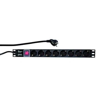Immagine di LogiLink PDU8C01 19 pollici Multipresa per armadio rack 1 U Presa schuko con interruttore Nero