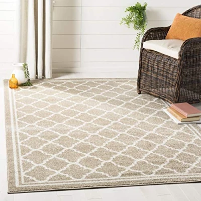 Immagine di SAFAVIEH Tappeto Boho per Soggiorno, Sala da pranzo, Camera letto Amherst Collection, A Pelo Corto, Grano e Beige, 122 X 183 cm