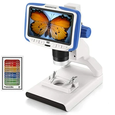Immagine di Andonstar AD205 Microscopio digitale USB per bambini, Studenti, CMOS da 2 MP HD 200X 5 &#039;&#039;, con videocamera batteria incorporata, Portata dello schermo LCD